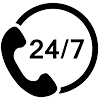 24/7 Business Computer Repair and Support 24/7 text with phone in circle symbolizing the round the clock business computer repair and support services