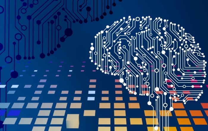 a computer circuit board with a brain on it